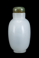 Snuff Bottle Peking Glass Antique Bright White Jadeite Top Qing