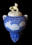 Incense Burner Porcelain Blue & White Censer Meiji Period Signed