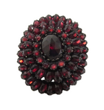 Victorian - Antique Large Garnet And Silver Large Ring