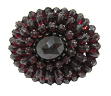 Victorian - Antique Large Garnet And Silver Large Ring