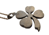 Victorian - Antique Garnet And Silver 4 Leaf Clover Pendant And Necklace