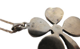 Victorian - Antique Garnet And Silver 4 Leaf Clover Pendant And Necklace