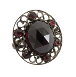 Garnet And Silver Ring Antique - Victorian