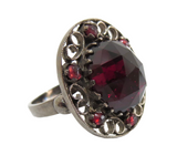 Garnet And Silver Ring Antique - Victorian