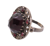 Garnet And Silver Ring Antique - Victorian