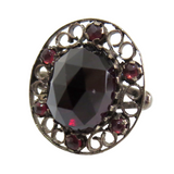 Garnet And Silver Ring Antique - Victorian