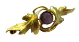 Krementz Art Nouveau Two Color 14K Yellow Gold Bar Pin With Amethyst