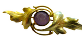 Krementz Art Nouveau Two Color 14K Yellow Gold Bar Pin With Amethyst