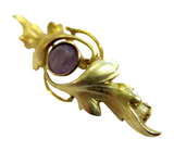 Krementz Art Nouveau Two Color 14K Yellow Gold Bar Pin With Amethyst