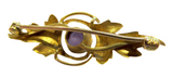 Krementz Art Nouveau Two Color 14K Yellow Gold Bar Pin With Amethyst