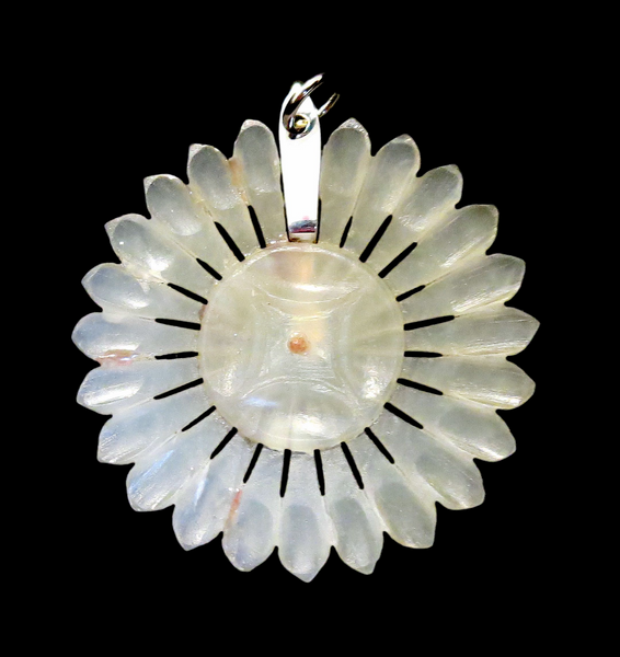 White Jade Mughal Style Flower Petal Pendant Qing