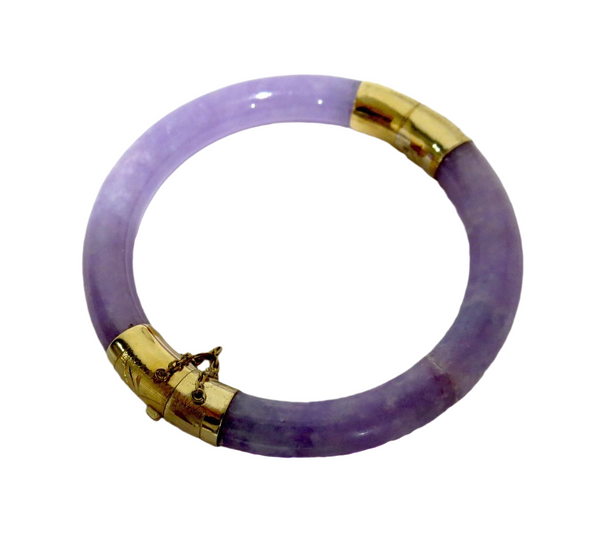 Lavender Jadeite Bangle Bracelet 18K 750K Marked TYPE “A” Vintage