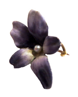 Enamel And Gold Flower Art Nouveau Brooch Signed