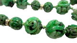 Carved Imperial Jadeite Bead Necklace