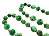 Carved Imperial Jadeite Bead Necklace