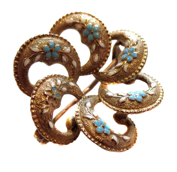 Eternal Knot Art Nouveau 14K Yellow Gold Brooch