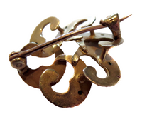 Eternal Knot Art Nouveau 14K Yellow Gold Brooch