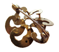 Eternal Knot Art Nouveau 14K Yellow Gold Brooch