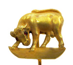 Gold Bull 14K Yellow Gold Stickpin Antique Fabulous