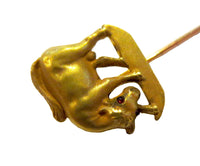 Gold Bull 14K Yellow Gold Stickpin Antique Fabulous