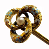 Eternal Knot Art Nouveau Enamel 14K Yellow Gold Stickin