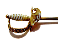 Sword Stickpin Art Nouveau - Antique 14K And Enamel Crest