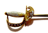 Sword Stickpin Art Nouveau - Antique 14K And Enamel Crest