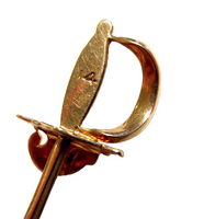 Sword Stickpin Art Nouveau - Antique 14K And Enamel Crest