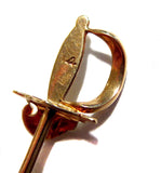 Sword Stickpin Art Nouveau - Antique 14K And Enamel Crest