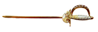 Sword Stickpin Art Nouveau - Antique 14K And Enamel Crest