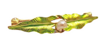 Krementz Art Nouveau - Antique Enamel & Natural Pearl Brooch