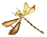 Dragonfly And Angel Skin Coral Diamond Brooch Signed