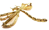Dragonfly And Angel Skin Coral Diamond Brooch Signed