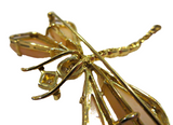 Dragonfly And Angel Skin Coral Diamond Brooch Signed