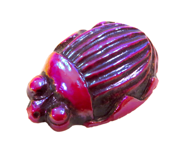 Tiffany Glass Scarab Ruby Red Favrlle UnMounted Large Rare LC Tiffany