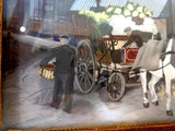 J. Platt (John Platt) Miniature Horse Drawn Wagon Painting Circa 1920