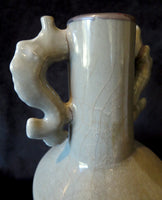 Longquan Celadon Mallet-Form Vase Dragon Head Fish Handles Chinese Sung/Yuan