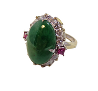 Jadeite Imperial Green Ring Platinum Diamonds Rubies Art Deco