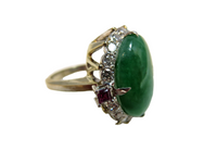 Jadeite Imperial Green Ring Platinum Diamonds Rubies Art Deco