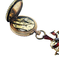 Swiss Lapel Watch Guilloche Enamel Gold Art Nouveau L. Quartier