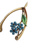 Krementz Antique - Art Nouveau 14K Yellow Gold Enamel Wishbone Brooch
