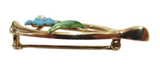 Krementz Antique - Art Nouveau 14K Yellow Gold Enamel Wishbone Brooch