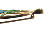 Krementz Antique - Art Nouveau 14K Yellow Gold Enamel Wishbone Brooch