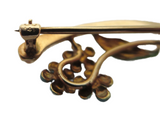 Krementz Antique - Art Nouveau 14K Yellow Gold Enamel Wishbone Brooch