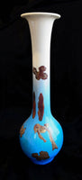 Japanese Glazed Pottery Long Neck Vase - Satsuma Or Studio Vase