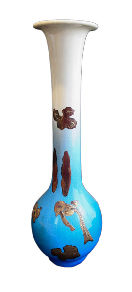 Japanese Glazed Pottery Long Neck Vase - Satsuma Or Studio Vase