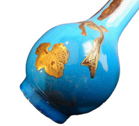 Japanese Glazed Pottery Long Neck Vase - Satsuma Or Studio Vase