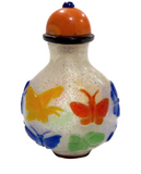 Peking Glass Overlay Snuff Bottle Butterflies 19th Century