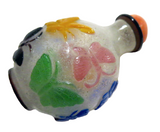 Peking Glass Overlay Snuff Bottle Butterflies 19th Century