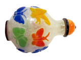 Peking Glass Overlay Snuff Bottle Butterflies 19th Century